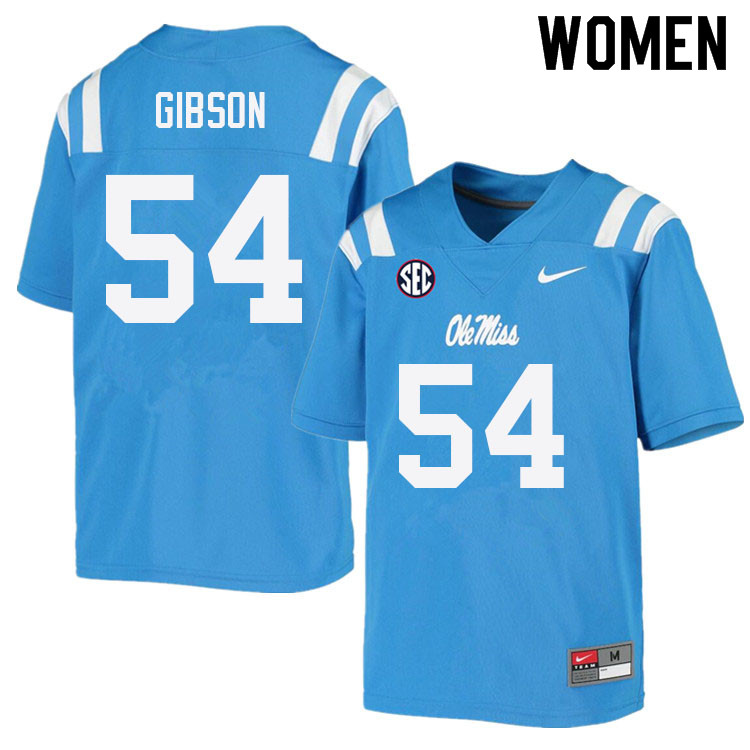 Women #54 Carter Gibson Ole Miss Rebels College Football Jerseys Sale-Power Blue